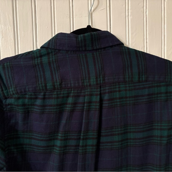 Vineyard Vines Boys Large 14/16 Navy Green Plaid Flannel Button Down Shirt - Picture 8 of 8